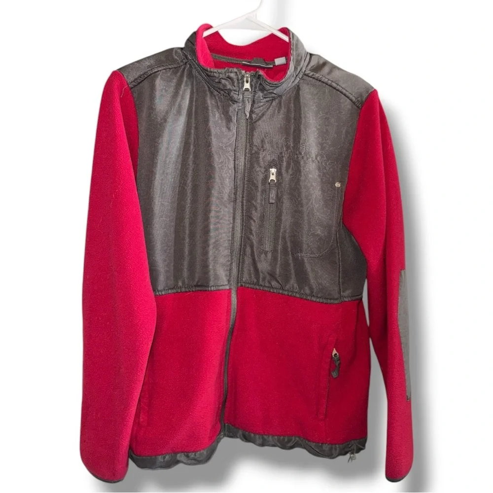 Sport Savvy Cozy Retro Red & Gray Fleece Jacket Women’s M Outdoor Gorpcore 🏔️